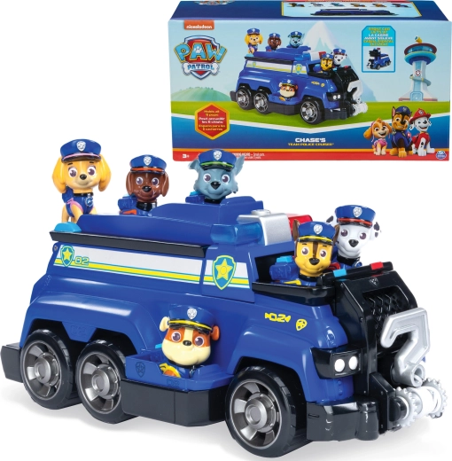 Paw Patrol, grande veicolo della polizia di Chase con 6 personaggi