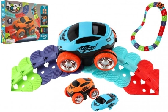 Pista da corsa per bambini con pezzi intercambiabili e macchinina luminosa