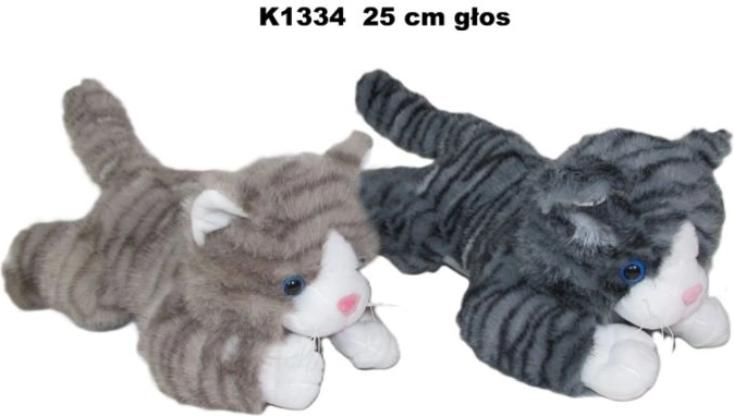 Gatto sdraiato con suono 25 cm - 1 pezzo