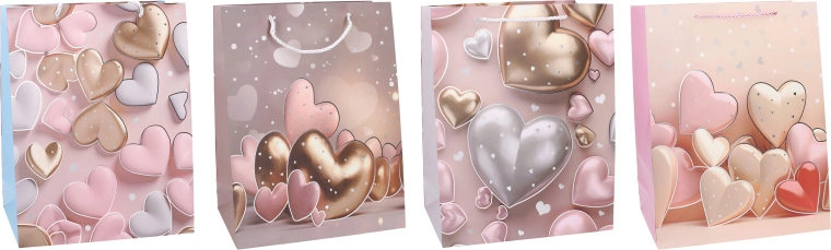 Busta regalo L 30 × 41,5 × 12 cm – motivo cuore per tutto l’anno