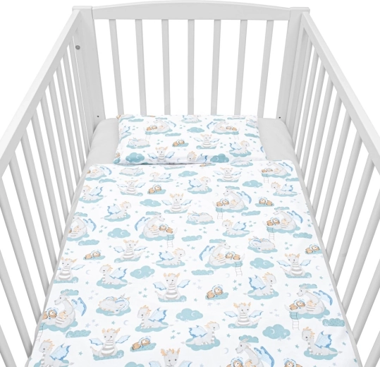 Set copripiumino in cotone 2 pezzi per lettino NEW BABY Draghetto 120 × 90 cm
