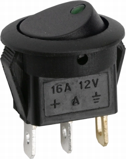 Interruttore a bilanciere rotondo con LED verde
