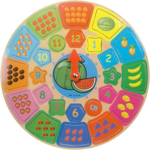 Orologio educativo in legno – frutta e numeri