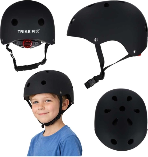 Casco ciclistico per bambini TRIKE FIX con LED, taglia S 48–54 cm, nero