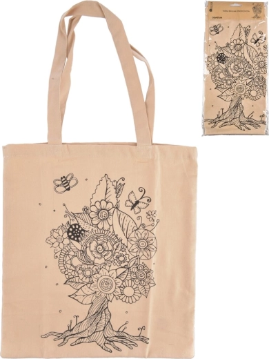 Borsa in cotone Albero della Vita beige
