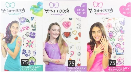 Tatuaggi temporanei per ragazze – set da 75 motivi