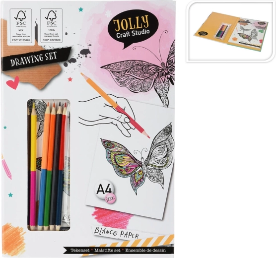 Set di album da colorare A4 con matite colorate a doppia punta