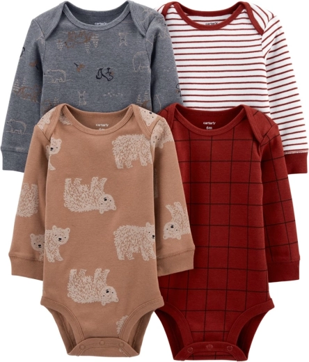 Body Carter’s a maniche lunghe per bambino, motivo orsetto, 4 pezzi (taglia 56)