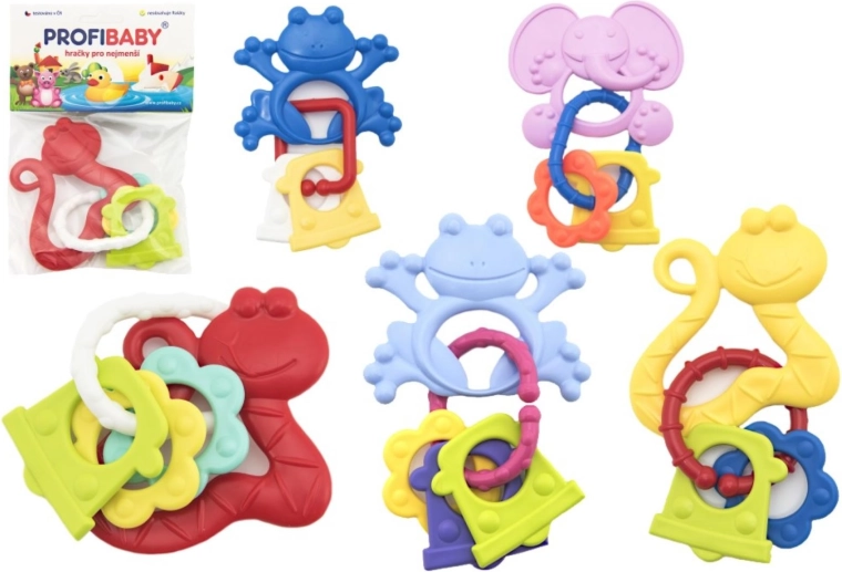Sonaglio e massaggiagengive per bambini con animaletti e ciondoli