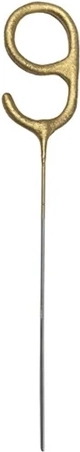 Fontana fredda a forma di numero 9 dorata 15 cm - 1 pezzo