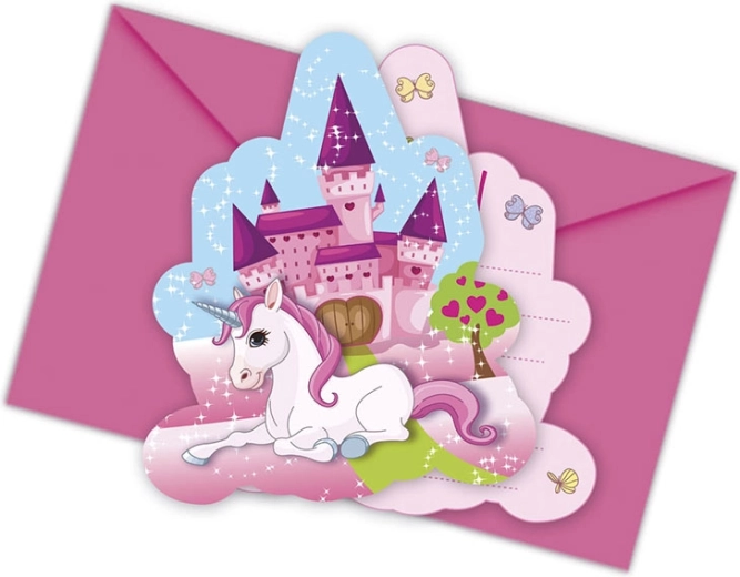 Unicorno - inviti con busta (6 pz)