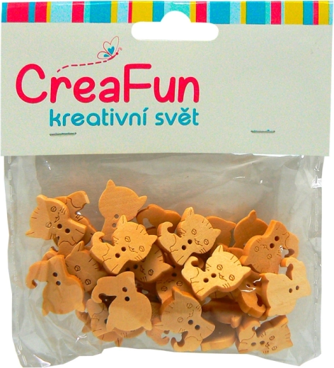 Bottoni in legno con motivo gatto, 30 pz (16 × 21 mm)