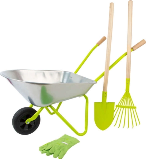 Set da giardinaggio per bambini con carriola, pala, rastrello e guanti SMALL FOOT