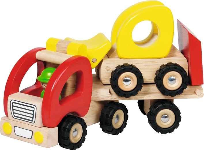 Camion in legno con rimorchio ribassato e pala gommata Goki - 1 pezzo