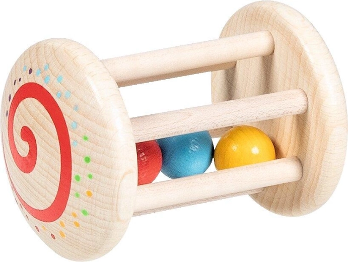 Anelli tattili in legno con sonaglio arcobaleno - 1 pezzo