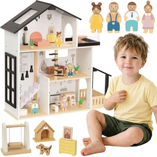 Tooky Toy residenza in legno per bambole con accessori (31 pezzi)