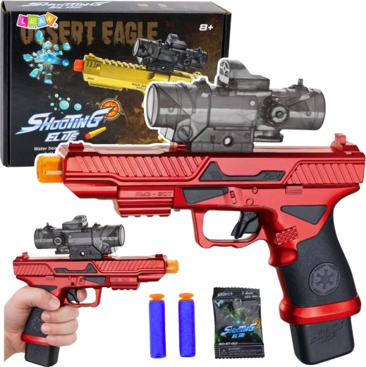 Pistola elettrica per palline in gel e dardi in schiuma, rossa