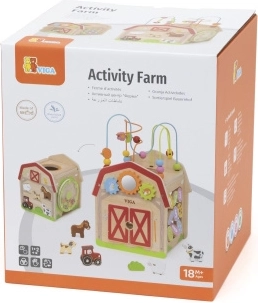 Cubo gioco in legno con attività – fattoria