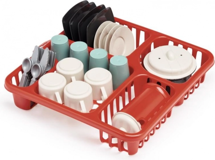 Grande set di stoviglie con scolapiatti per bambini