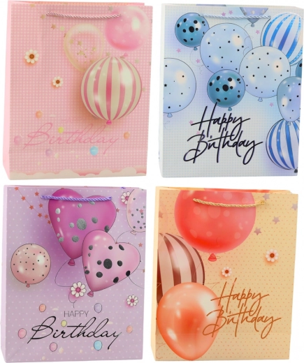 Borsa regalo di compleanno con palloncini Happy Birthday 32 × 26 × 12 cm