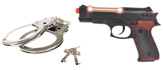 Pistola della polizia con manette
