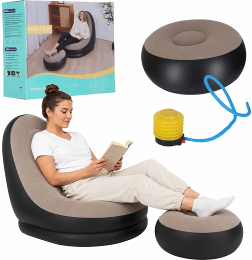 Poltrona relax gonfiabile con poggiapiedi e pompa a pedale