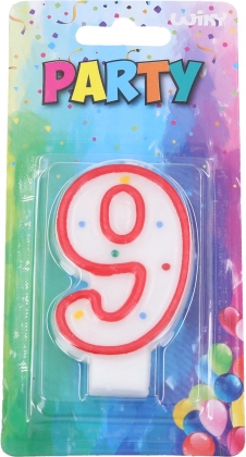 Candela per festa Numero 9 Rossa