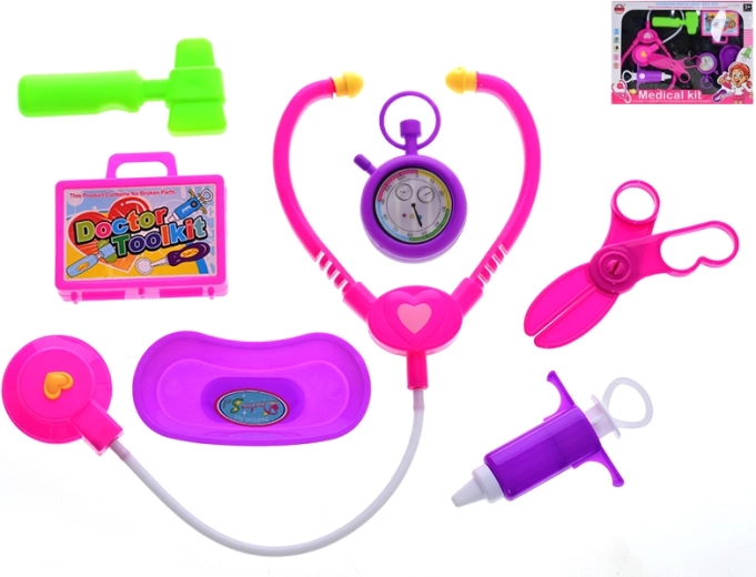 Set da dottore per bambini 7 pezzi in astuccio blu