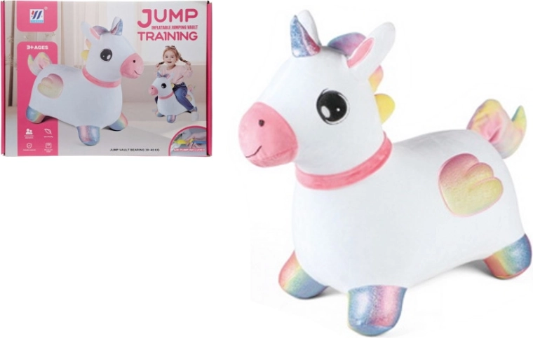 Unicorno saltellante per bambini con pompetta