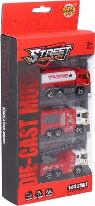 Set di camioncini dei pompieri 3 pz 8,5 cm