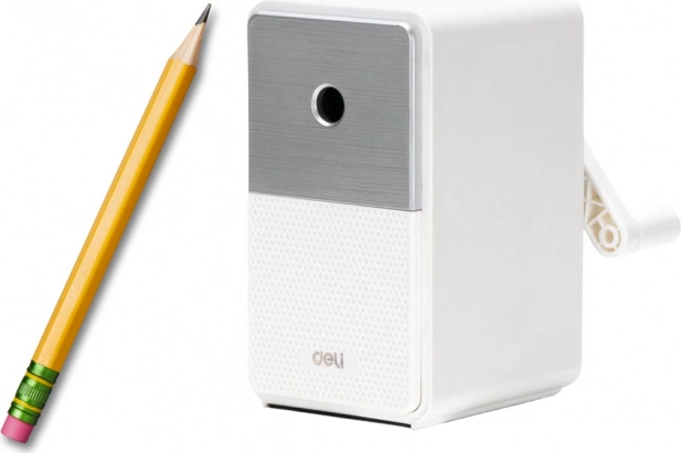 Temperamatite manuale con contenitore e regolazione della lama bianco