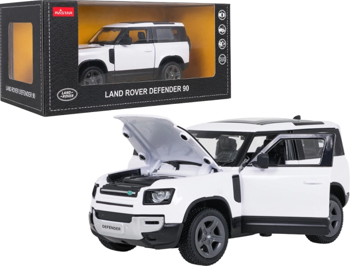 Modello in metallo Land Rover Defender 90 RASTAR in scala 1:24, rosso