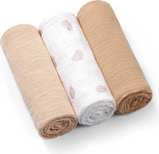 Pannolini in mussola Babyono Super Soft beige 70 × 70 cm - 3 pezzi