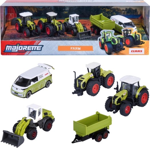Majorette Claas Farm set 5 veicoli – trattori, rimorchio e Volkswagen