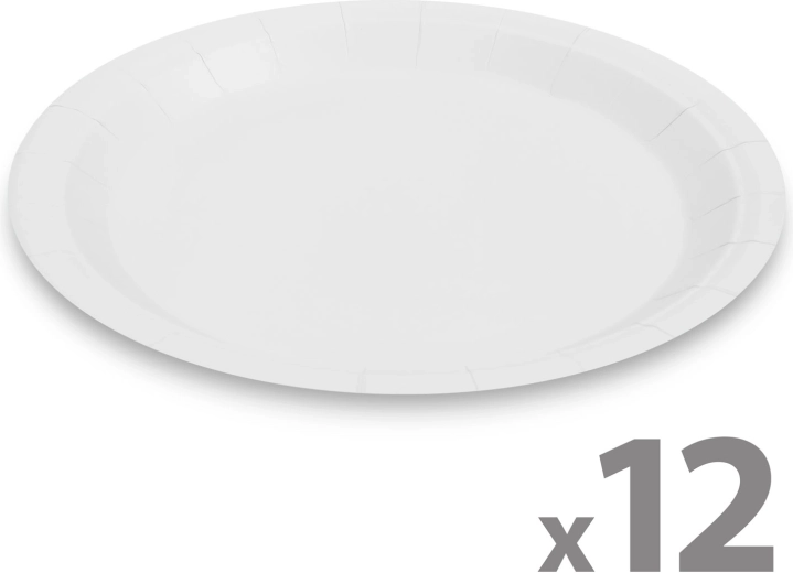 Set di piatti di carta bianchi da 23 cm, 12 pezzi