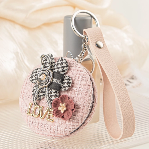 Specchietto tascabile Principessa rosa con dettaglio floreale