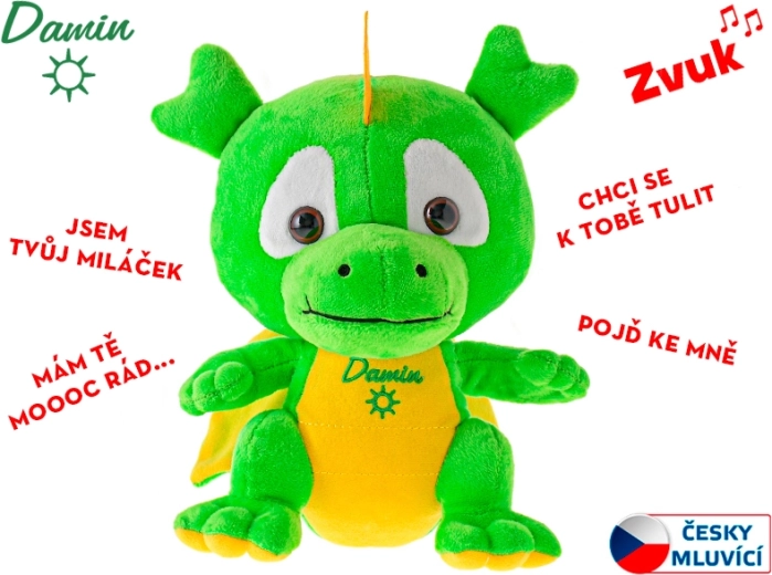 Draghetto di peluche Damin parlante in ceco 19 cm