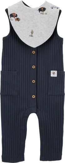 Set Carter's: pagliaccetto smanicato e bavaglino Navy Buffalo per ragazzi
