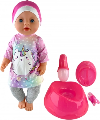 Bebè che fa la pipì con accessori 45 cm