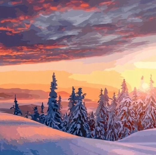 Dipingi con i numeri Paesaggio invernale 40 × 50 cm