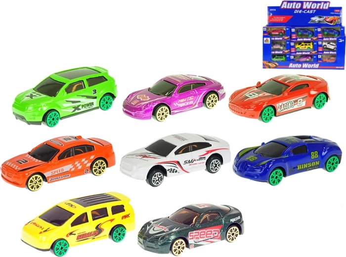 Macchinina da corsa in metallo 7 cm, scala 1:64, ruote libere