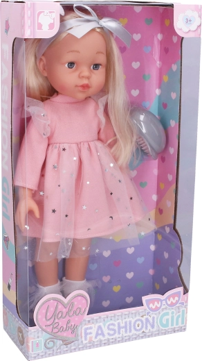 Bambola con vestito e spazzola 45 cm