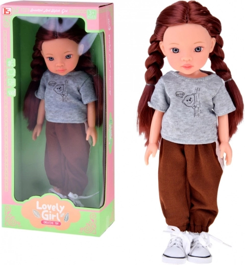 Lovely Girl bambola con trecce di raso in abbigliamento sportivo 33 cm