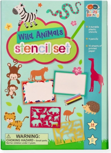 Buddy & Barney: stencil creativi con animali selvatici e matite colorate