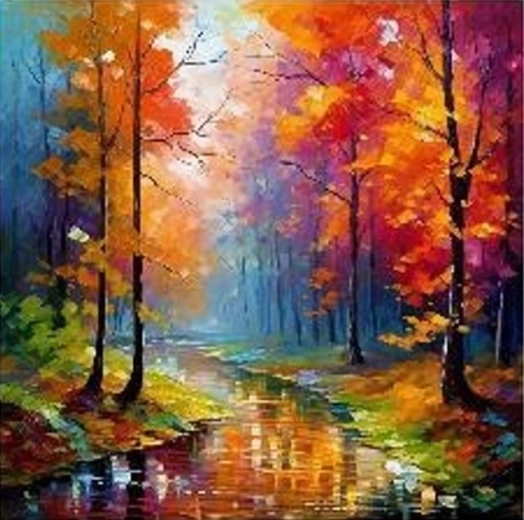 NORIMPEX Dipingi con i numeri Fiume nel bosco in autunno 40 × 50 cm