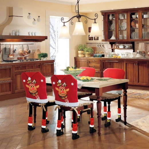 Decorazione natalizia per sedia a forma di renna rossa/bianca - 1 pezzo