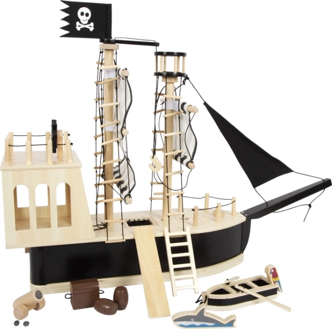 Nave pirata in legno SMALL FOOT con accessori e cannone funzionante