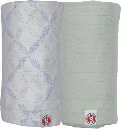 Swaddler Lodger in cotone biologico Matcha peppermint/blue fogg 110 × 110 cm - 2 pezzi