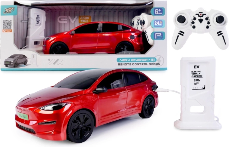 Auto RC con stazione di ricarica – rosso