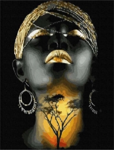 Pittura diamantata Donna africana 30 × 40 cm